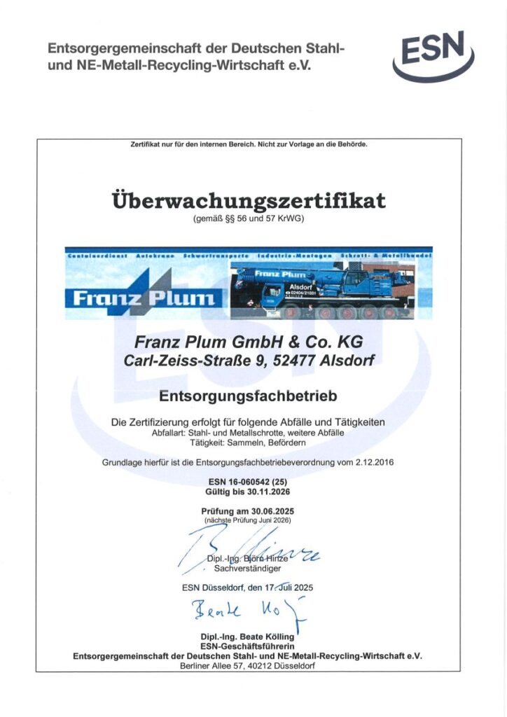 ESN Überwachungszertifikat